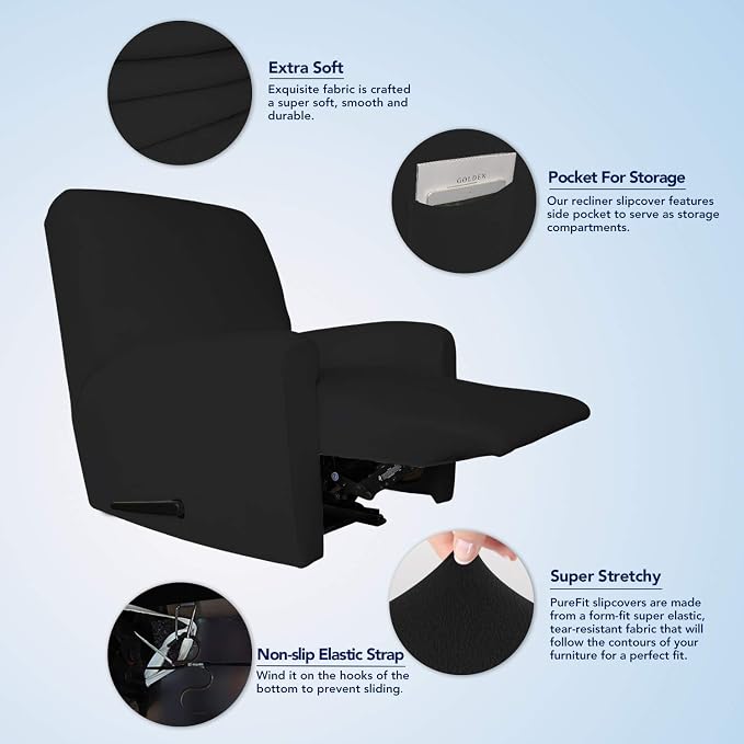 PureFit Stretc Recliner Chair Covers Fleece Soft Couch Covers - Image 3