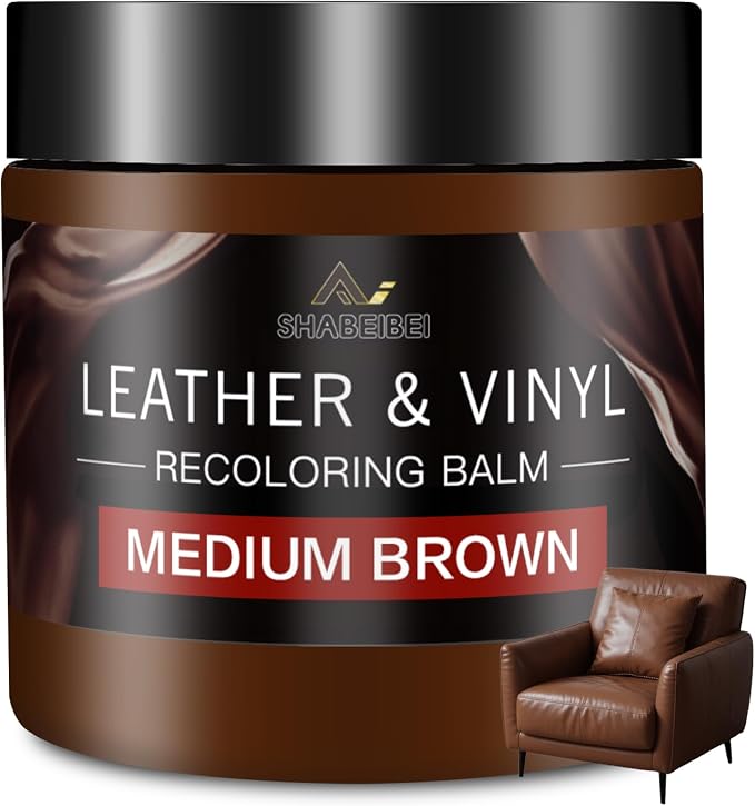 Leather Recoloring Balm and Scratch Repair Kit, Medium Brown Leather Restorer by SHABEIBEI