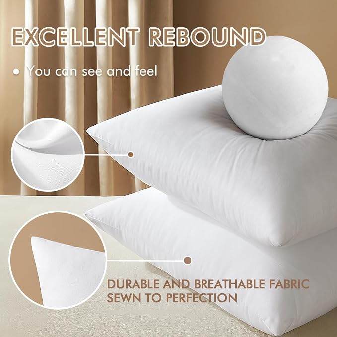 MIULEE 16x16 Pillow Inserts Set of 2, Throw Pillows - Image 3