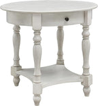 Oval End Table with Drawer, Solid Wood Sofa Side Storage Shelf, Traditional - Image 9