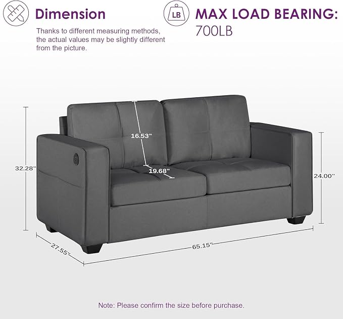 TYBOATLE 65" Small Couches for Bedroom, Mid-Century Modern Tufted Comfy - Image 2