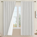 68 Inch 100% Blackout Natural Linen Curtains 2 Panels, Light Grey | Room by LAMIT