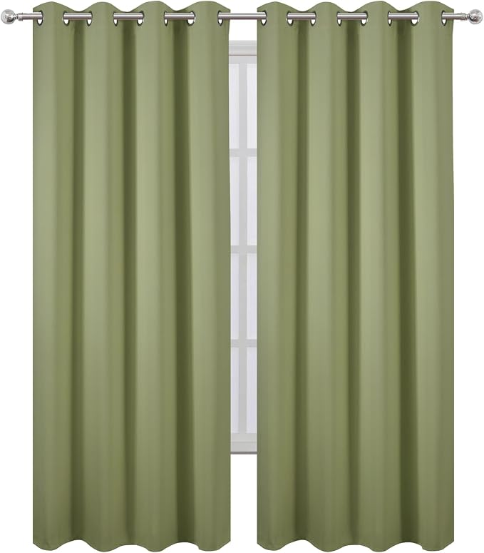 Blackout Curtains 52 x 108 inch/Sage Green Curtains Set of 2 Panels/Thermal - Image 2