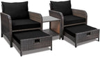 LEVELEVE Balcony Furniture 5 Piece Patio Conversation Set, PE Wicker Rattan by Enjoyyourlife