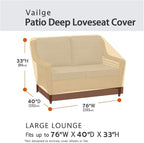 VAILGE 2-Seater Heavy Duty Patio Deep Bench Loveseat Cover, 100% Waterproof - Image 2