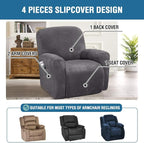 H.VERSAILTEX Velvet Stretch Recliner Couch Covers 4-Pieces Style Recliner Chair - Image 2