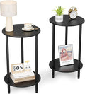 Round Side Table Set of 2, 2-Tier Modern Accent Table, Small Bedside Table by BITYODD-HOME