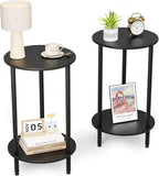 Round Side Table Set of 2, 2-Tier Modern Accent Table, Small Bedside Table by BITYODD-HOME
