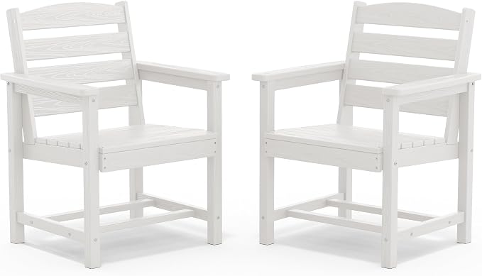 SERWALL Outdoor Dining Chairs Set of 2, All-Weather HDPE Patio Chair by SERWALL