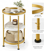 Dulcii Round Side Table with Storage Tray - Image 9