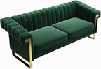 Mid-Century Modern Green Velvet Sofa - Image 8