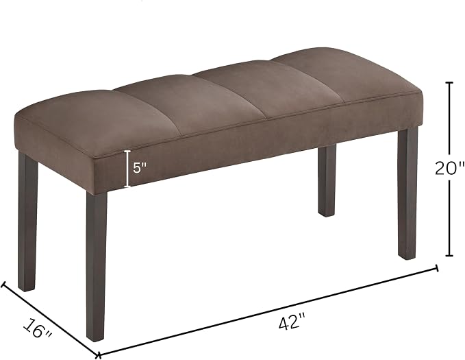 Roundhill Furniture Strata Velvet Upholstered Dining Bench - Image 2