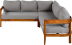 VilroCaz Outdoor Patio Furniture Set, L-Shaped Acacia Wood Sectional Sofa - Image 4