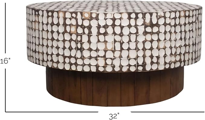 East at Main Round Coffee Table – White Boho Cocktail Table - Image 2