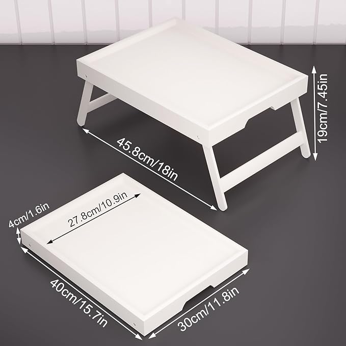Fibogollo 2 Pack Bamboo Bed Tray Table - Image 6