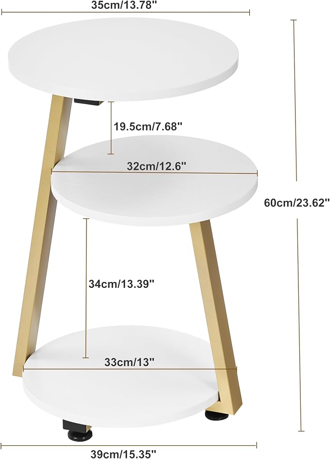 BEWISHOME Round End Table Side Table - Image 3