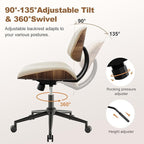 Armless Office Chair with Wheels, PU Leather Adjustable Height Desk Chair - Image 3