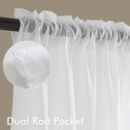 MIULEE White Sheer Curtains 72 Inches Long 4 Panels 54 x 72 Inches | Light - Image 3
