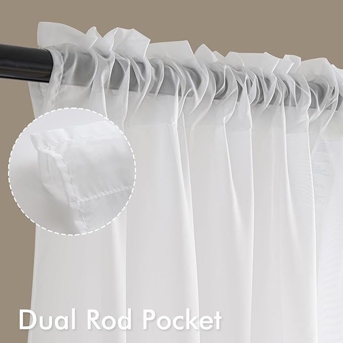 MIULEE White Sheer Curtains 96 Inches Long 4 Panels 54 x 96 Inches | Light - Image 3