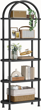 HOOBRO 5 Tier Open Bookshelf, Industrial Arched Bookcase Display Shelf Rack by HOOBRO