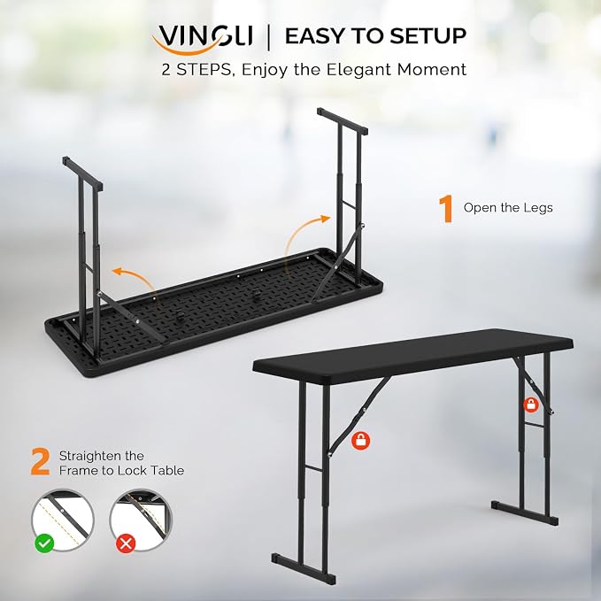 VINGLI 4 FT Narrow Folding Table, Home Work - Image 9