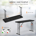 VINGLI 4 FT Narrow Folding Table, Home Work - Image 9
