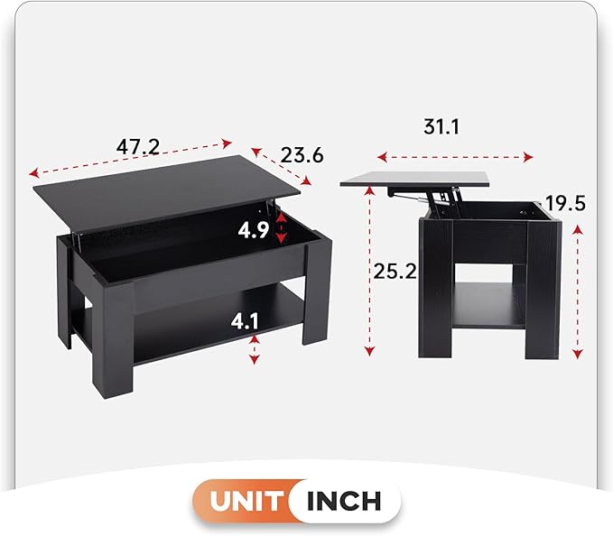 FDW 47" Lift Top Coffee Table - Image 3
