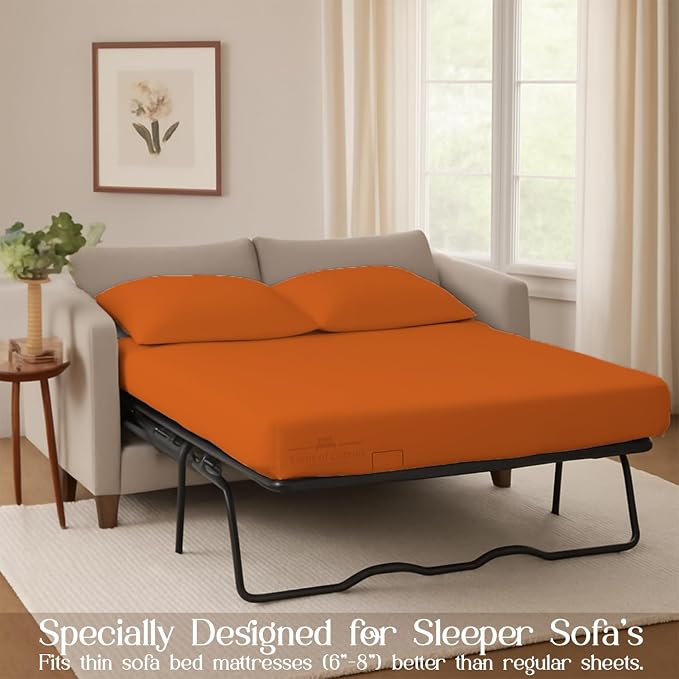 Sleeper Sofa Bed Sheet, 100% Cotton 400 Thread Count, 4 Piece Set, Deep Pocket - Image 3