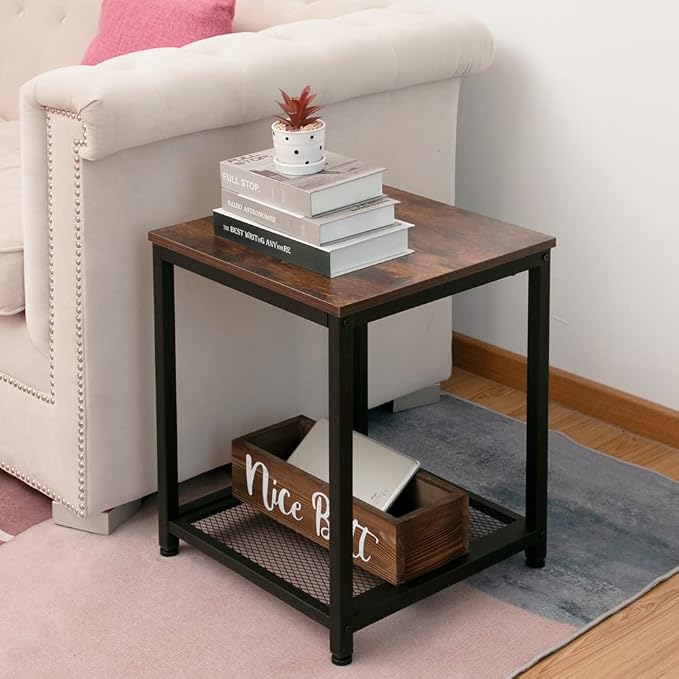 Industrial End 2-Tier Side Table - Image 2