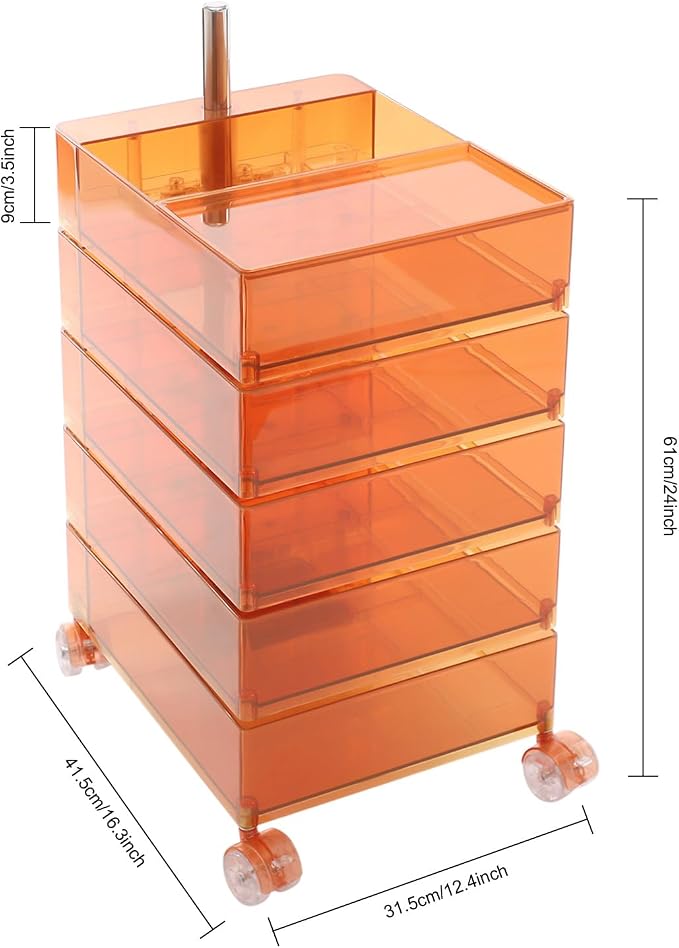 5 Tier Storage Cabinet, 360° Rotating Sofa Side Cabinet, Mobile Bedside Table - Image 3