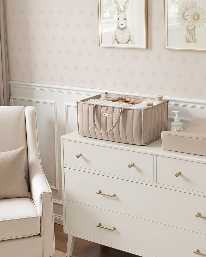 Blissful Diary Baby Diaper Caddy Organizer, Stylish Storage Basket - Image 7