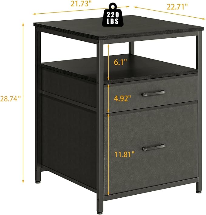 Herture Mini Fridge Stand with 3 Storage, Mini Fridge Cabinet, Beverage Fridge - Image 2