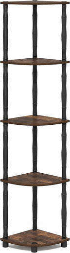 Furinno Turn-N-Tube Storage Shelves, 5-Tier Corner Book Shelf, Standing Corner - Image 6