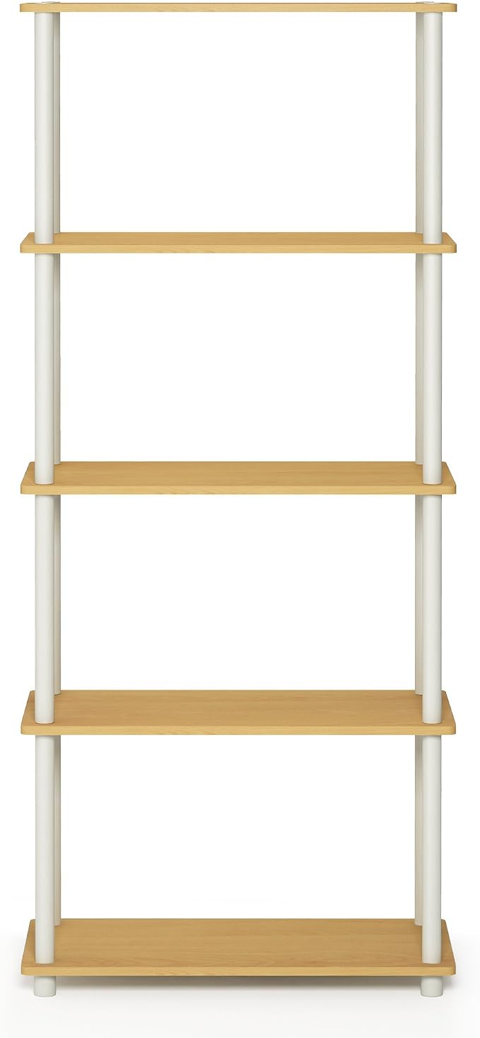 Furinno TURN-N-TUBE Storage Shelves, 5-Tier Book Shelf, Corner Shelf, Toolless - Image 6