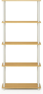 Furinno TURN-N-TUBE Storage Shelves, 5-Tier Book Shelf, Corner Shelf, Toolless - Image 6