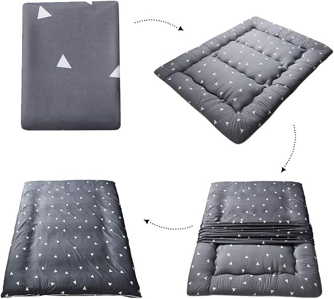 MAXYOYO Grey Triangle Japanese Floor Futon Mattress, Tatami Floor Mat Portable - Image 6