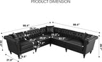 KEIKI 99" L-Shaped Luxury PU Leather Chesterfield Sectional Sofa - Image 2