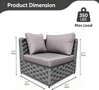TWT Dark Gray Left Arm Outdoor Sofa, Modular Patio Chair - Image 2