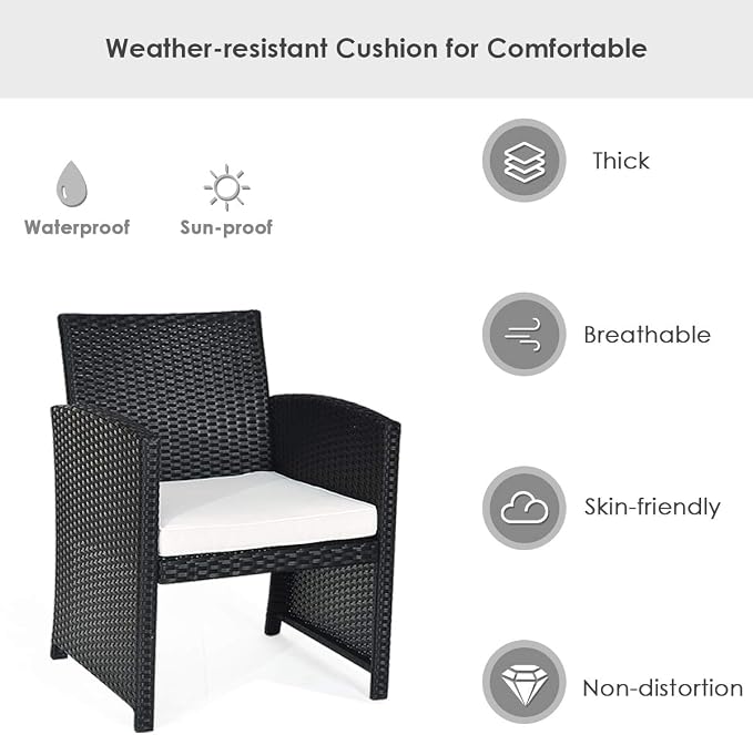Tangkula Patio Wicker Conversation Furniture Set, Patiojoy Sofa & Table Set w/4 - Image 8