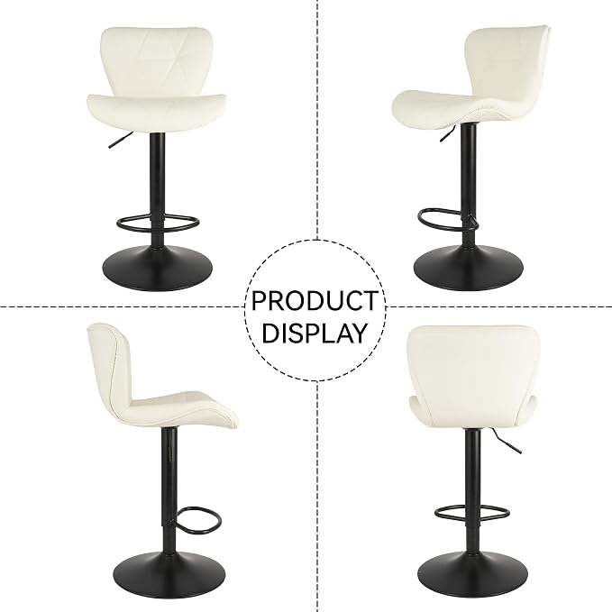 Nalupatio Modern Bar Stools Set of 2, Adjustable Faux Leather Upholstered - Image 7