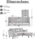 Kingfun 88" L-Shape Sofa, Chenille Sectional Couch, Mid Century Modern Couches - Image 2