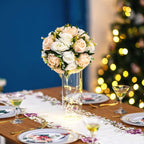 Flower Balls Table Rose Centerpieces: 2 Pcs Fake Flowers Champagne White - Image 2