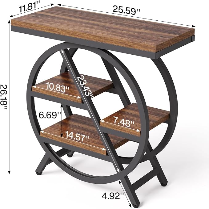 LITTLE TREE Industrial End Table, Narrow Side Table - Image 3
