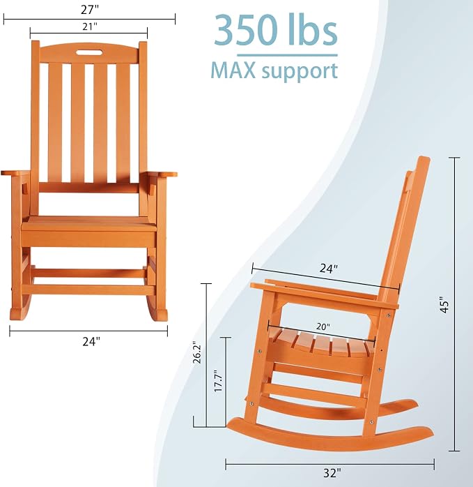 Psilvam Oversized Outdoor Rocking Chair, - Image 3