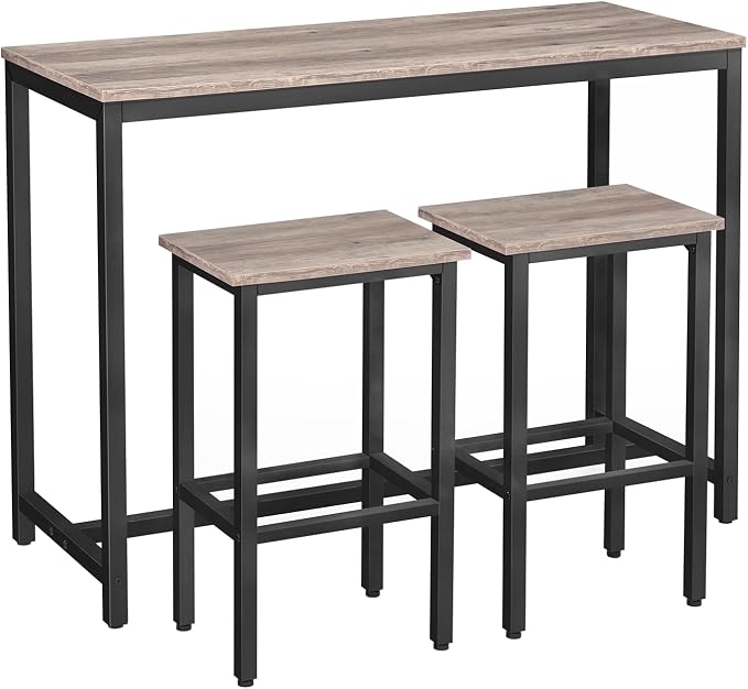HOOBRO Bar Table and Chairs Set, 47.2” Rectangular Pub Table by HOOBRO
