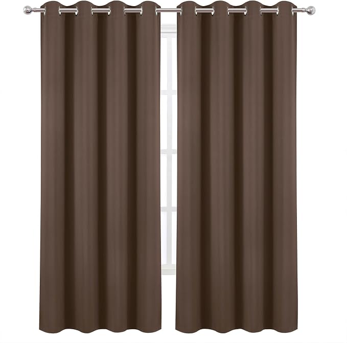 Blackout Curtains 52 x 120 Inch Long Chocolate Curtains Set of 2 Panels Room - Image 2