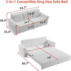 3 in 1 Convertible Sleeper Sofa Bed, 93.7" King Size Sofa Sleeper - Image 2