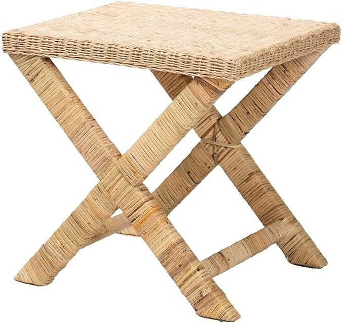 Baxton Studio Farica Modern Bohemian Natural Rattan and Mahogany Accent Bench by BaxtonStudio