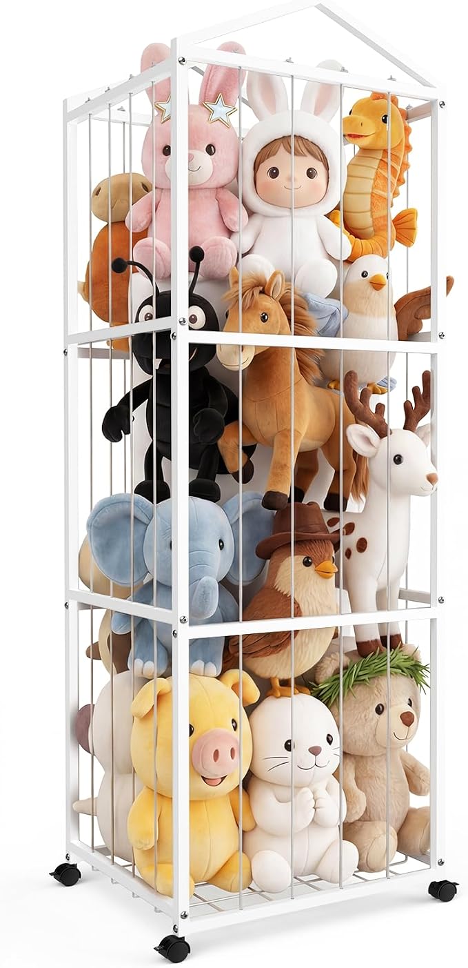 NomNest Stuffed Animal Storage Zoo, Large Metal Plushies Organizer, Heavy Duty by Unknown