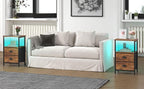 sthmec Nightstand with Charging Station, Night Stand with 2 Fabric Drawers - Image 9